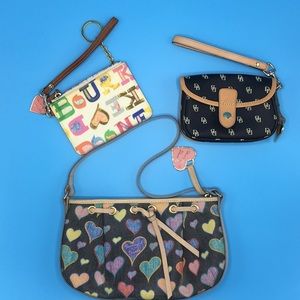 Dooney and Bourke lot: one purse and two wristlets